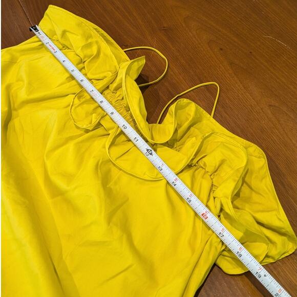 H&M HM Yellow Cotton Sleeveless Ruffle Midi Maxi Dress, Size M - Picture 7 of 8